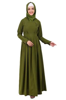 Fancy Henna Color Box Pleated Flared Abaya 1