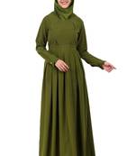 Fancy Henna Color Box Pleated Flared Abaya