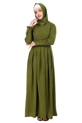 Fancy Henna Color Box Pleated Flared Abaya 2