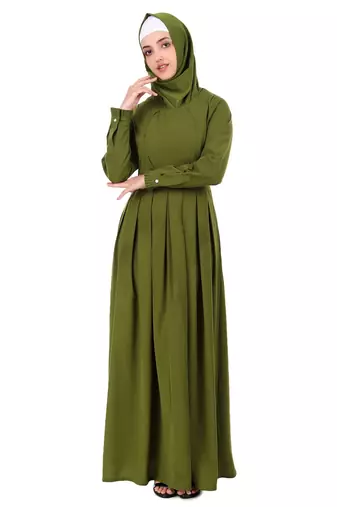 Fancy Henna Color Box Pleated Flared Abaya