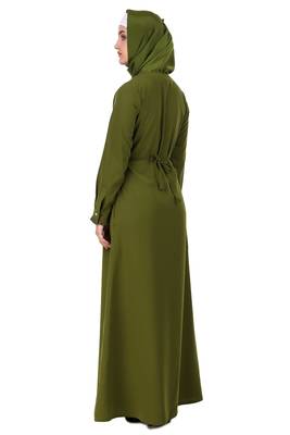 Fancy Henna Color Box Pleated Flared Abaya 4