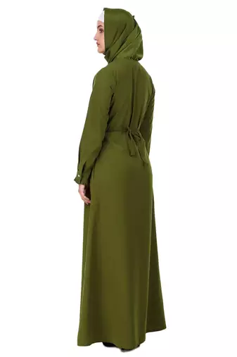 Fancy Henna Color Box Pleated Flared Abaya