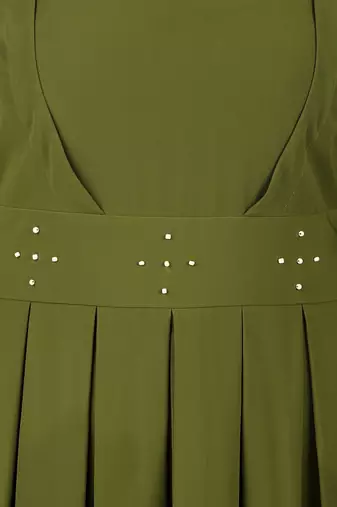 Fancy Henna Color Box Pleated Flared Abaya