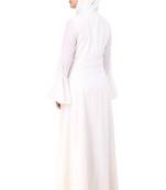 Hand Embroidered Princess Seam White Abaya
