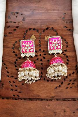 Rani clustered pearl antique jhumka earrings for women 1