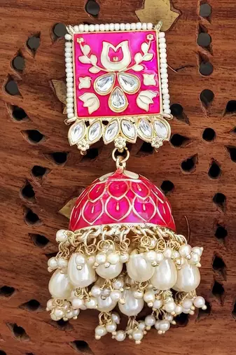 Rani clustered pearl antique jhumka earrings for women