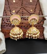 Peach antique jhumka earrings for women