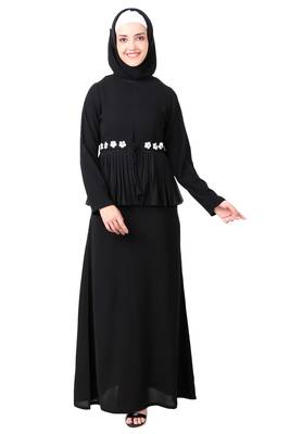 Frilled Georgette Waist A-Line Nida Abaya 1