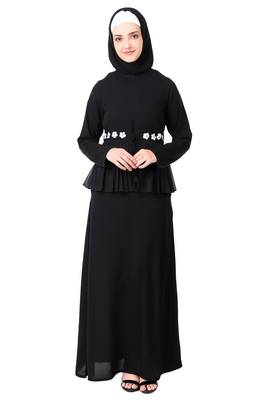 Frilled Georgette Waist A-Line Nida Abaya 2