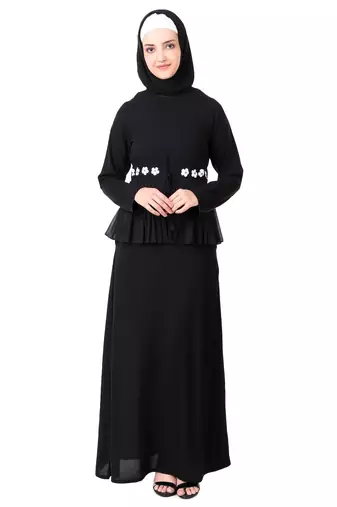 Frilled Georgette Waist A-Line Nida Abaya