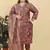 Peach digital print & handwork lichi viscose salwar kameez readymade two pockets stitched