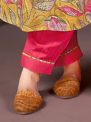 Mustard printed & handwork rayonsalwar kameez alia cut with two pocket stitched 5