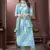 Sky blue printed & handwork rayonsalwar kameez alia cut with two pocket stitched