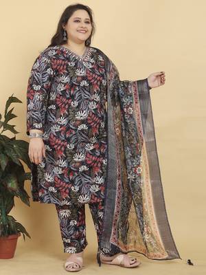 Black digital print & handwork rayonsalwar kameez readymadetwo pockets stitched 1