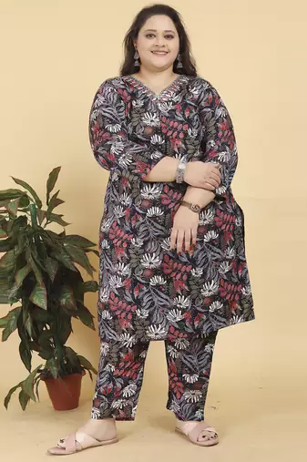 Black digital print & handwork rayonsalwar kameez readymadetwo pockets stitched