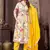 Yellow printed & handwork rayon readymade salwar kameez alia cut with two pocket stitched