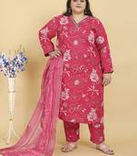 Pink digital print & handwork riyonsalwar kameez readymade with two pockets stitched