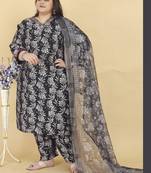 Black digital print & handwork lichi viscose salwar kameez readymade with two pockets stitched