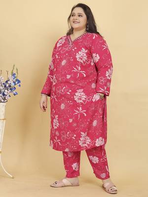 Pink digital print & handwork riyonsalwar kameez readymade with two pockets stitched 2