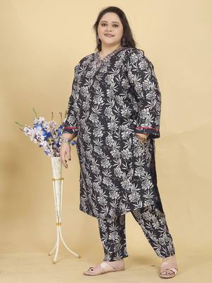 Black digital print & handwork lichi viscose salwar kameez readymade with two pockets stitched 2