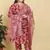 Red digital print & handwork lichi viscose salwar kameez readymade with two pockets stitched