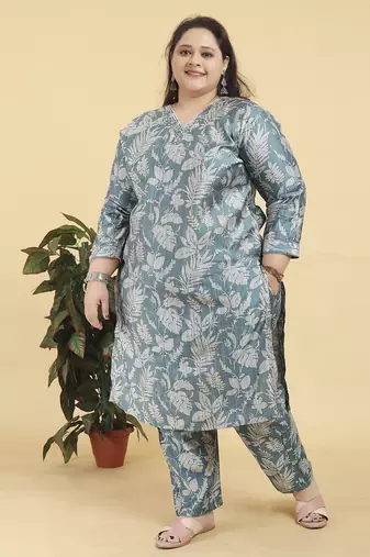 Green digital print & handwork lichi viscose salwar kameez readymade with two pocket stitched
