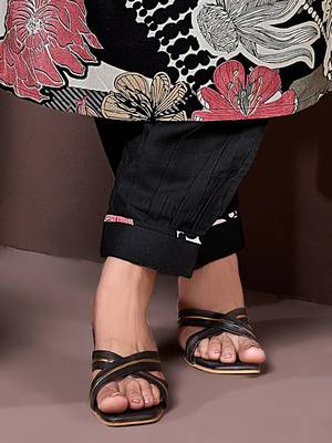 Black printed & handwork rayon readymade salwar kameez alia cut with two pocket stitched 5