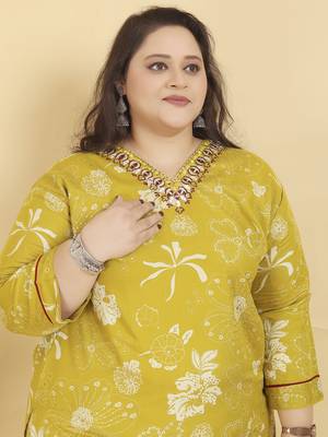 Yellow digital print & handwork riyonsalwar kameez readymade with two pockets stitched 5