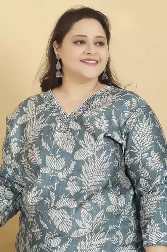 Green digital print & handwork lichi viscose salwar kameez readymade with two pocket stitched