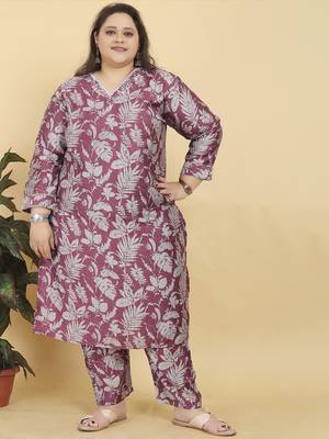 Deep dusty rose digital print & handwork lichi viscose salwar kameez readymade with two pocket stitched 2