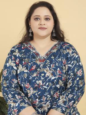Teal blue digital print & handwork riyonsalwar kameez readymade with two pocket stitched 5
