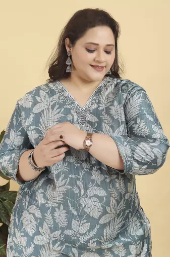 Green digital print & handwork lichi viscose salwar kameez readymade with two pocket stitched