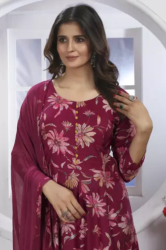 pink chanderi anarkali suit with handwork design