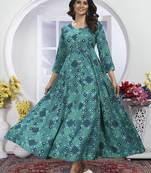 Sky blue handwork rayon anarkali suit readymade stitched