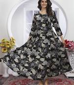 Black handwork rayon anarkali suit readymade stitched