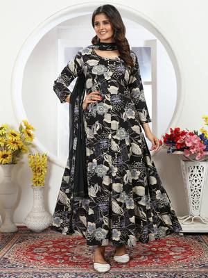 Black handwork rayon anarkali suit readymade stitched 2