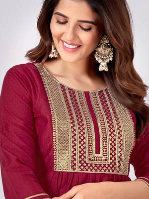 Red embroidery & sequence silk salwar kameez readymade stitched 4