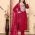 Maroon embroidery & sequence rayon salwar kameez readymade with two pockets stitched