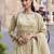 Beige embroidery and sequins shimer anarkali palazzo- free size stitched(size upto 42")