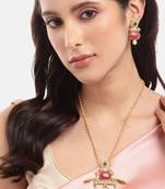Maa lakshmi with peacock pendant chain and earrings jewelry set for women girls