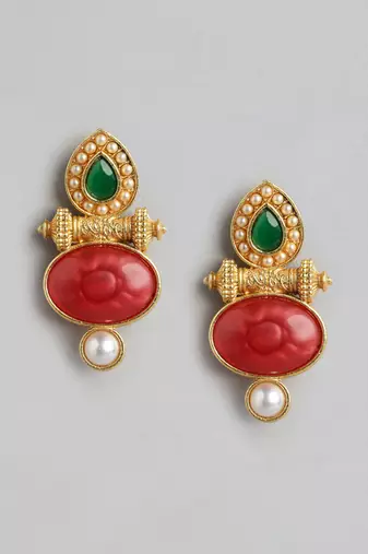 Maa lakshmi with peacock pendant chain and earrings jewelry set for women girls