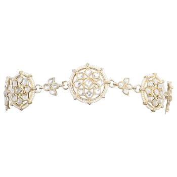 gold plated traditional floral kundan & pearl sheeshphool matha patti sheeshpatti  2
