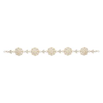 gold plated traditional floral kundan & pearl sheeshphool matha patti sheeshpatti  3