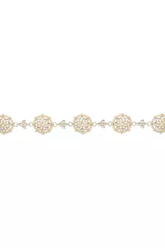 gold plated traditional floral kundan & pearl sheeshphool matha patti sheeshpatti 