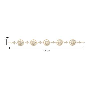 gold plated traditional floral kundan & pearl sheeshphool matha patti sheeshpatti  4