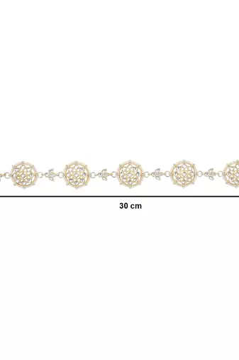 gold plated traditional floral kundan & pearl sheeshphool matha patti sheeshpatti 