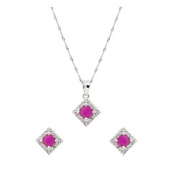 silver plated cubic zirconia american diamond chain pendent necklace with earrings set  2