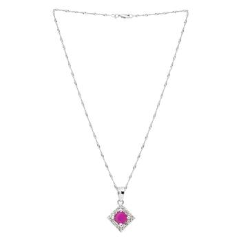 silver plated cubic zirconia american diamond chain pendent necklace with earrings set  3
