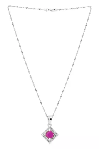 silver plated cubic zirconia american diamond chain pendent necklace with earrings set 