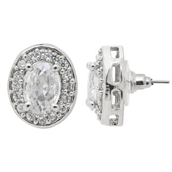 silver plated cubic zirconia american diamond chain pendent necklace with earrings set  5